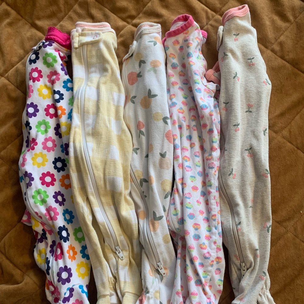 Baby girl 0-3 zip up sleepers